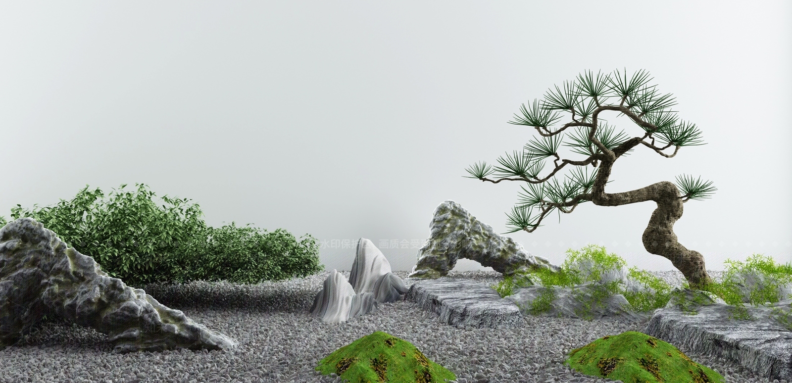 新中式枯山水石3D模型下载【ID:1130941728】