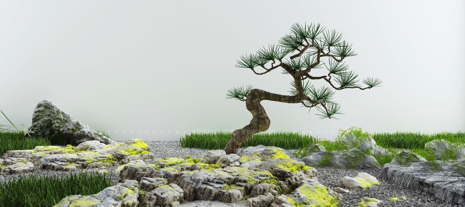 新中式庭院枯山水石3D模型下载【ID:1130941822】