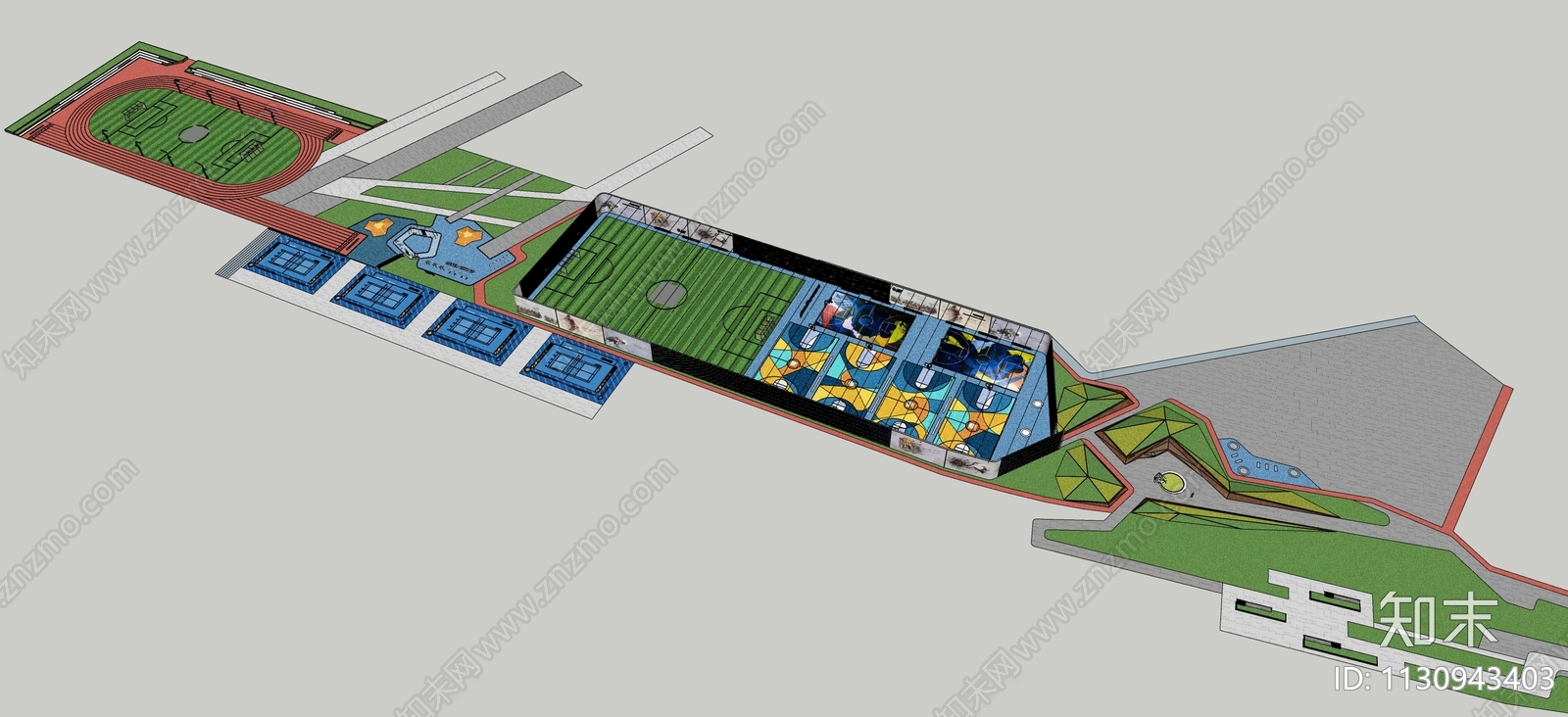 现代大型体育公园SU模型下载【ID:1130943403】