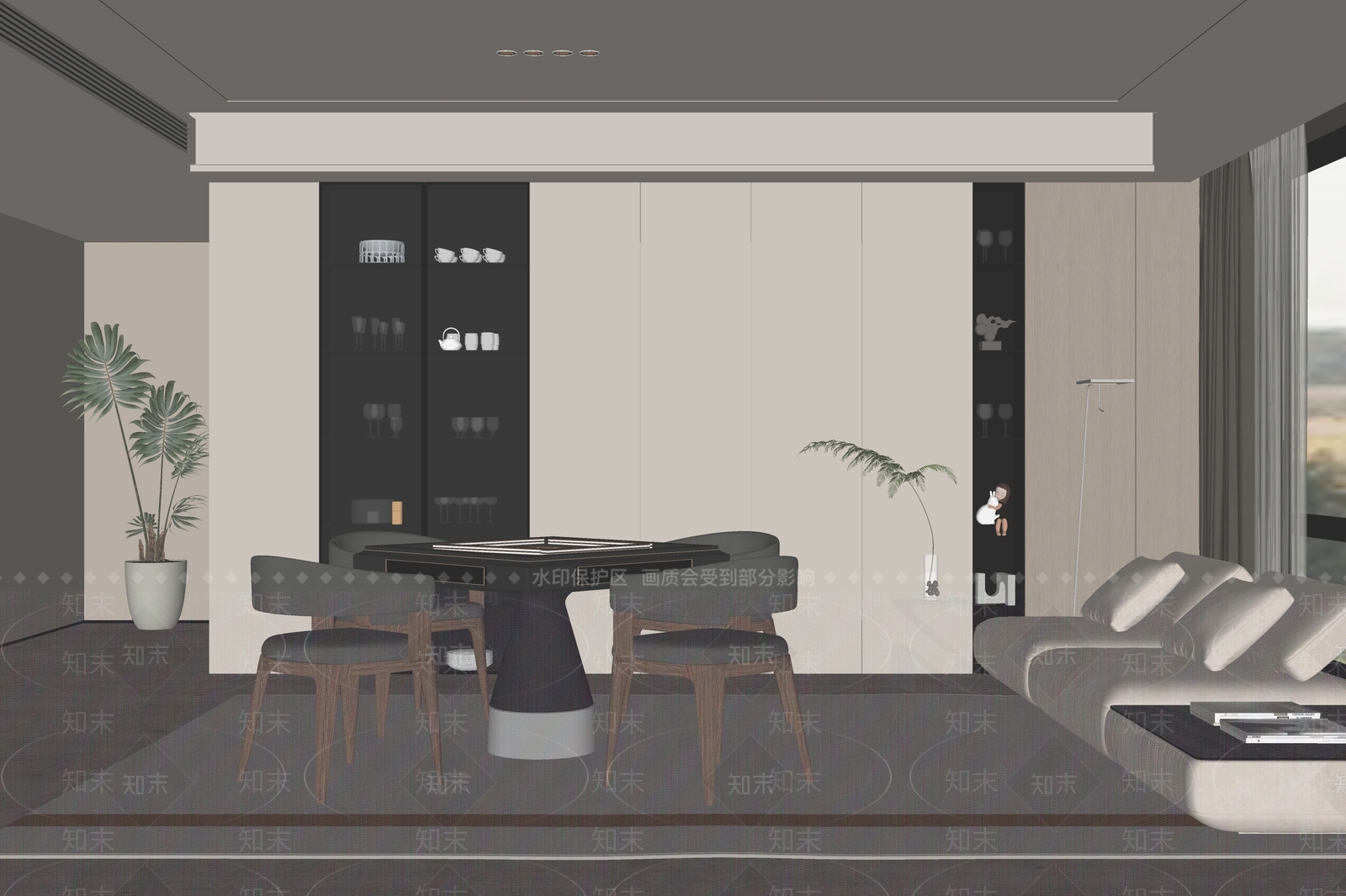 现代棋牌室SU模型下载【ID:1130951289】