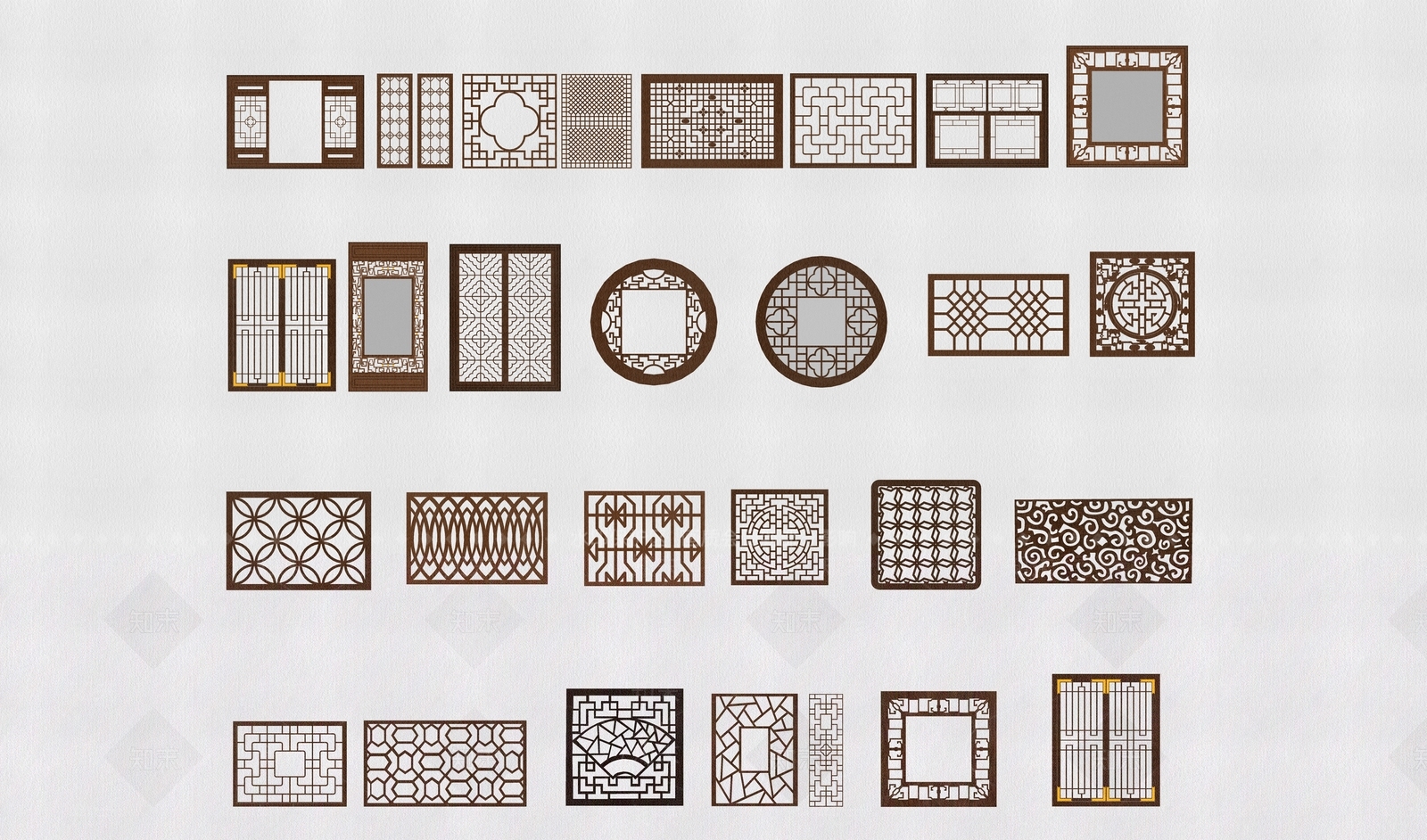 中式窗花雕花SU模型下载【ID:1130953884】