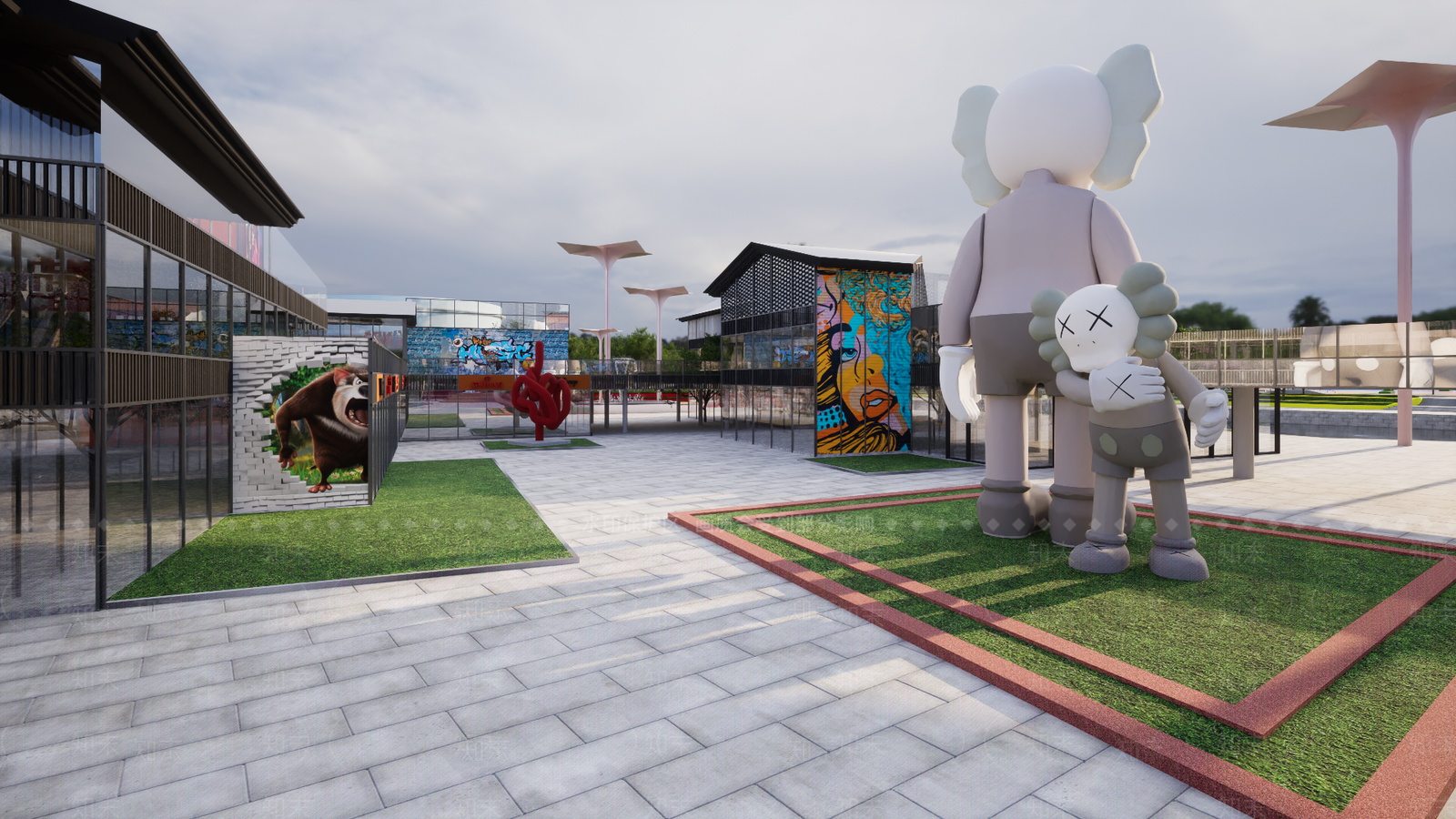 新中式仿太古里商业街SU模型下载【ID:1132302451】