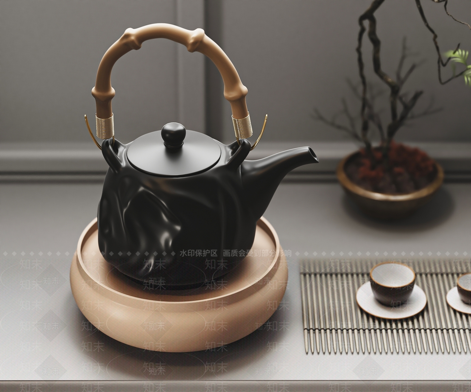 新中式茶具组合3D模型下载【ID:1130956494】