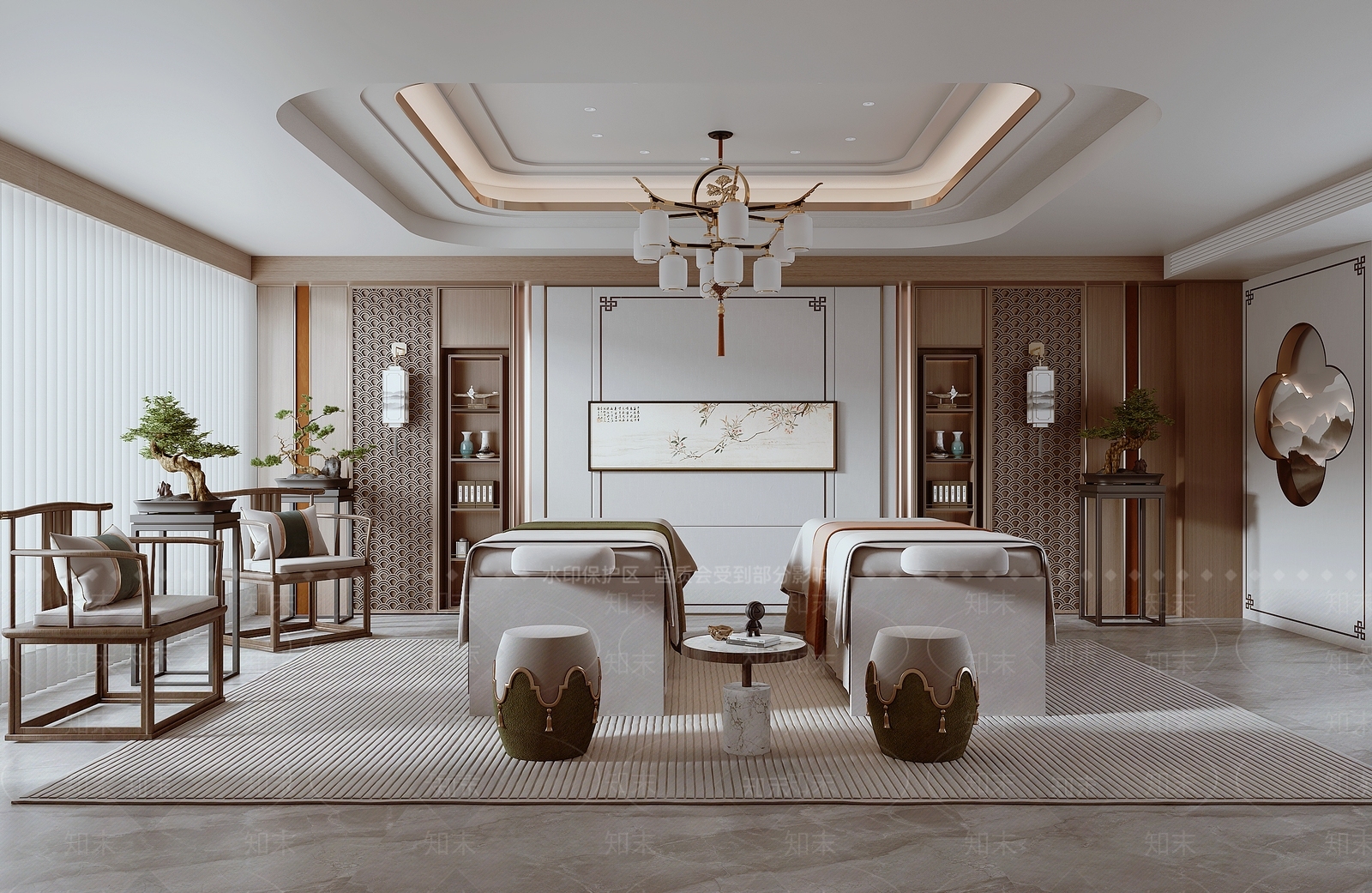 新中式美容SPA店包间3D模型下载【ID:1130957100】