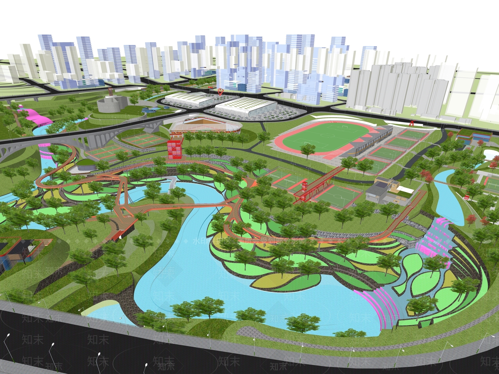 现代城市湿地体育公园SU模型下载【ID:1130956920】