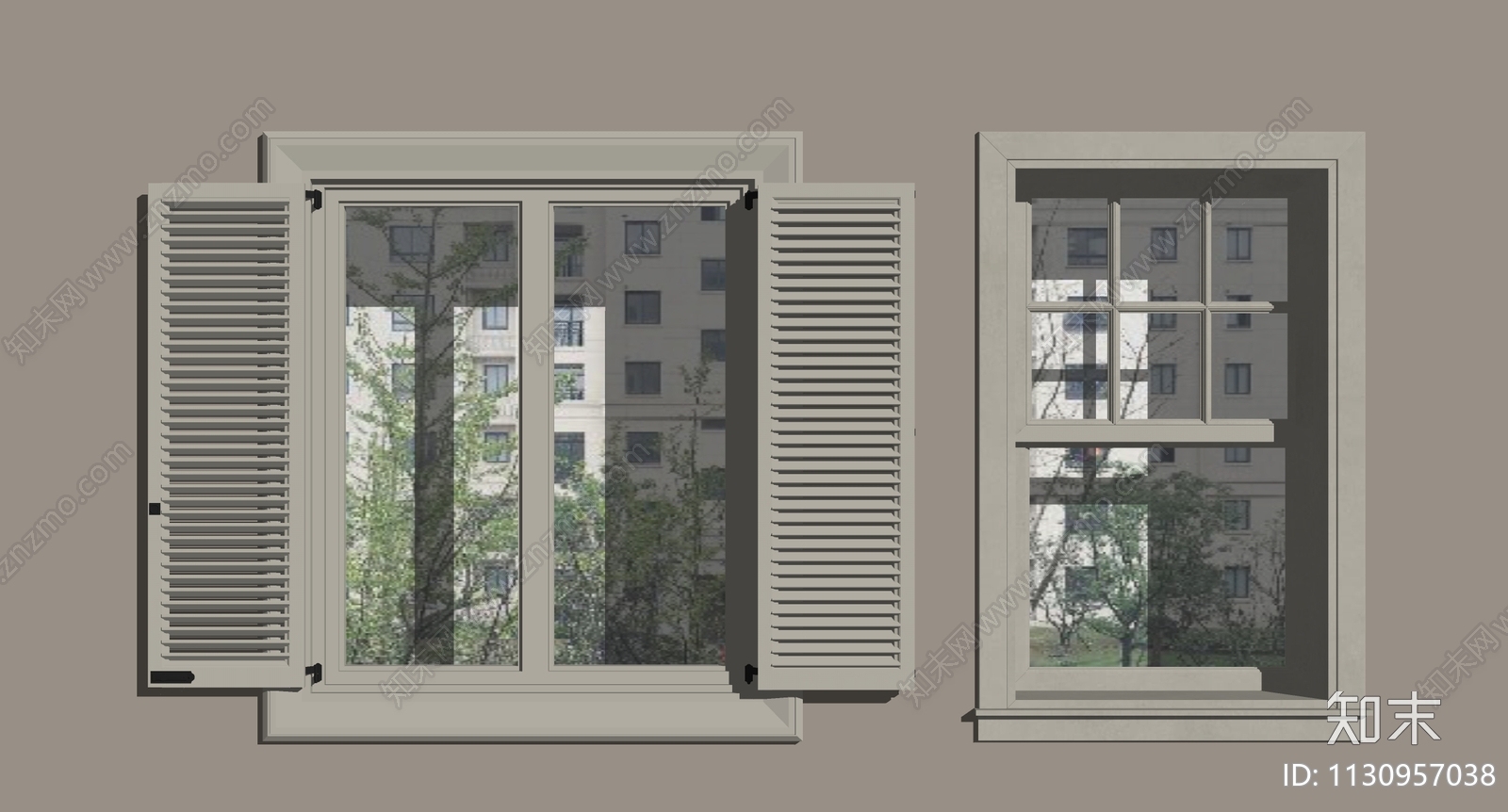 简欧平开窗SU模型下载【ID:1130957038】