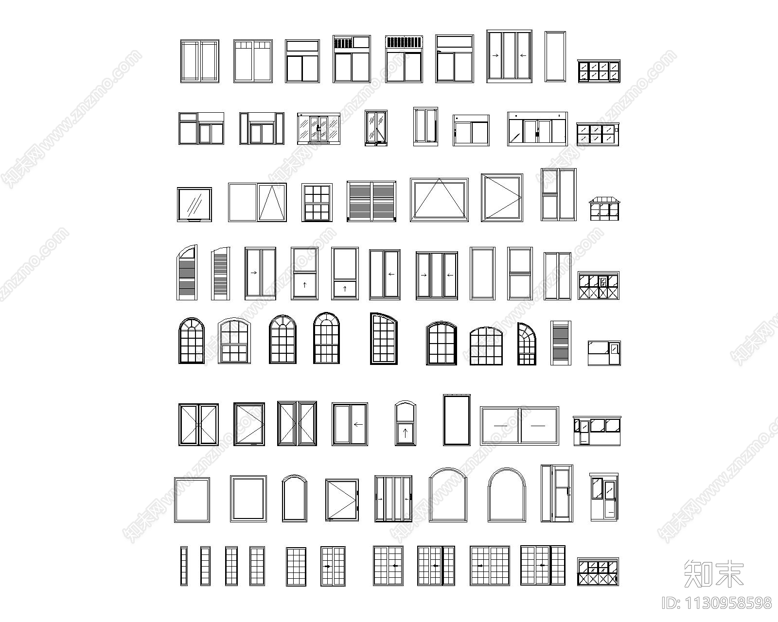 窗户cad施工图下载【ID:1130958598】