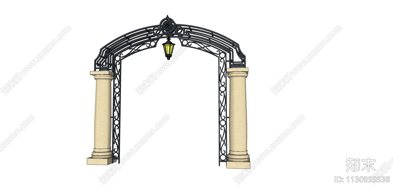 欧式绿城诚园廊架SU模型下载【ID:1130959538】