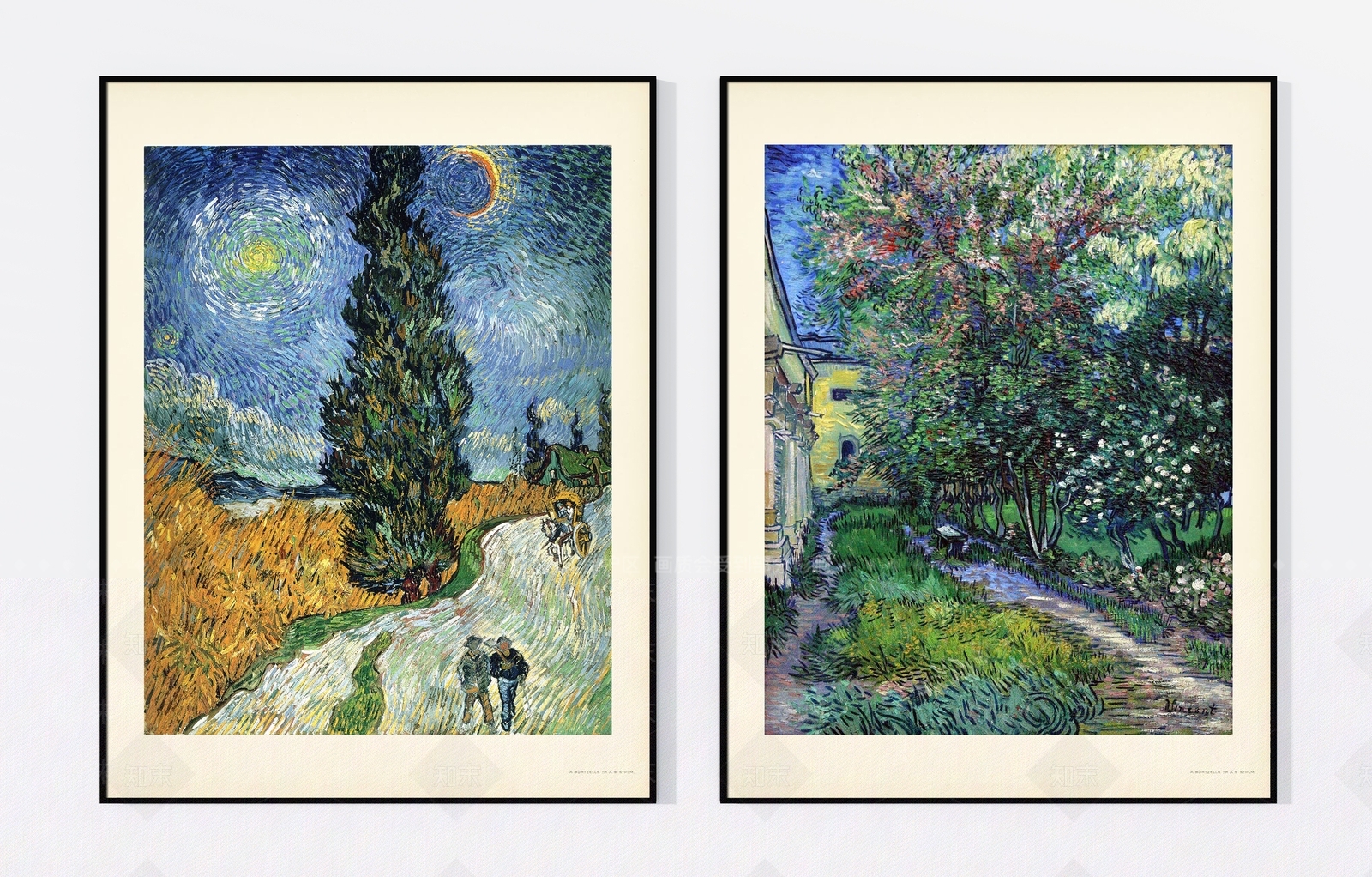 现代轻奢夜晚麦田花园风景油画挂画组合3D模型下载【ID:1130960847】