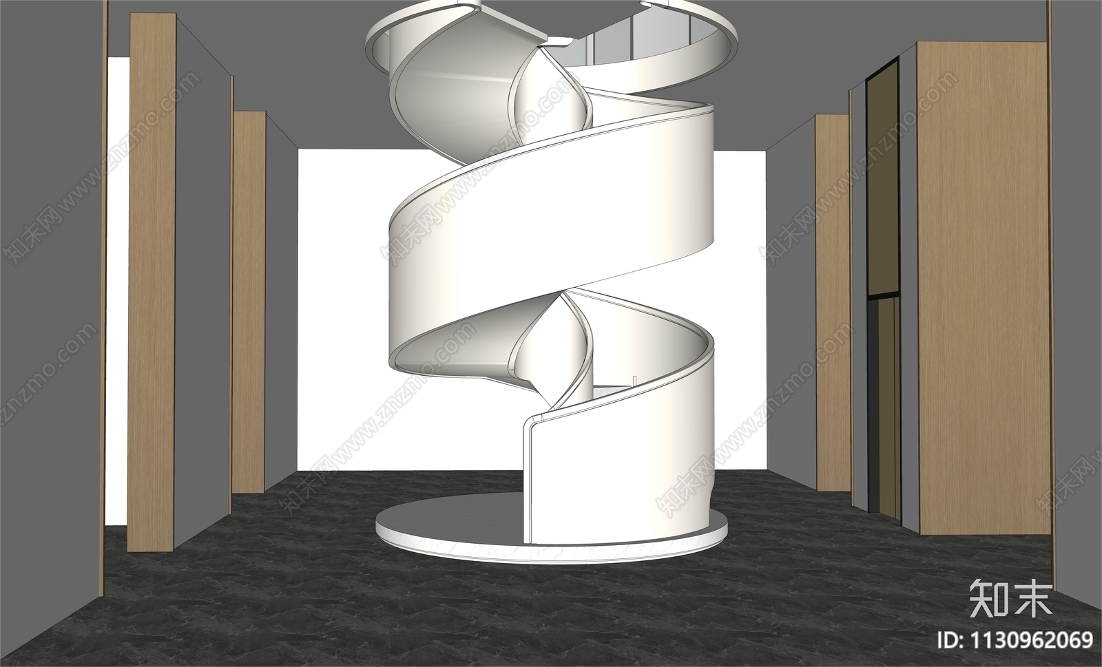 现代旋转楼梯间SU模型下载【ID:1130962069】