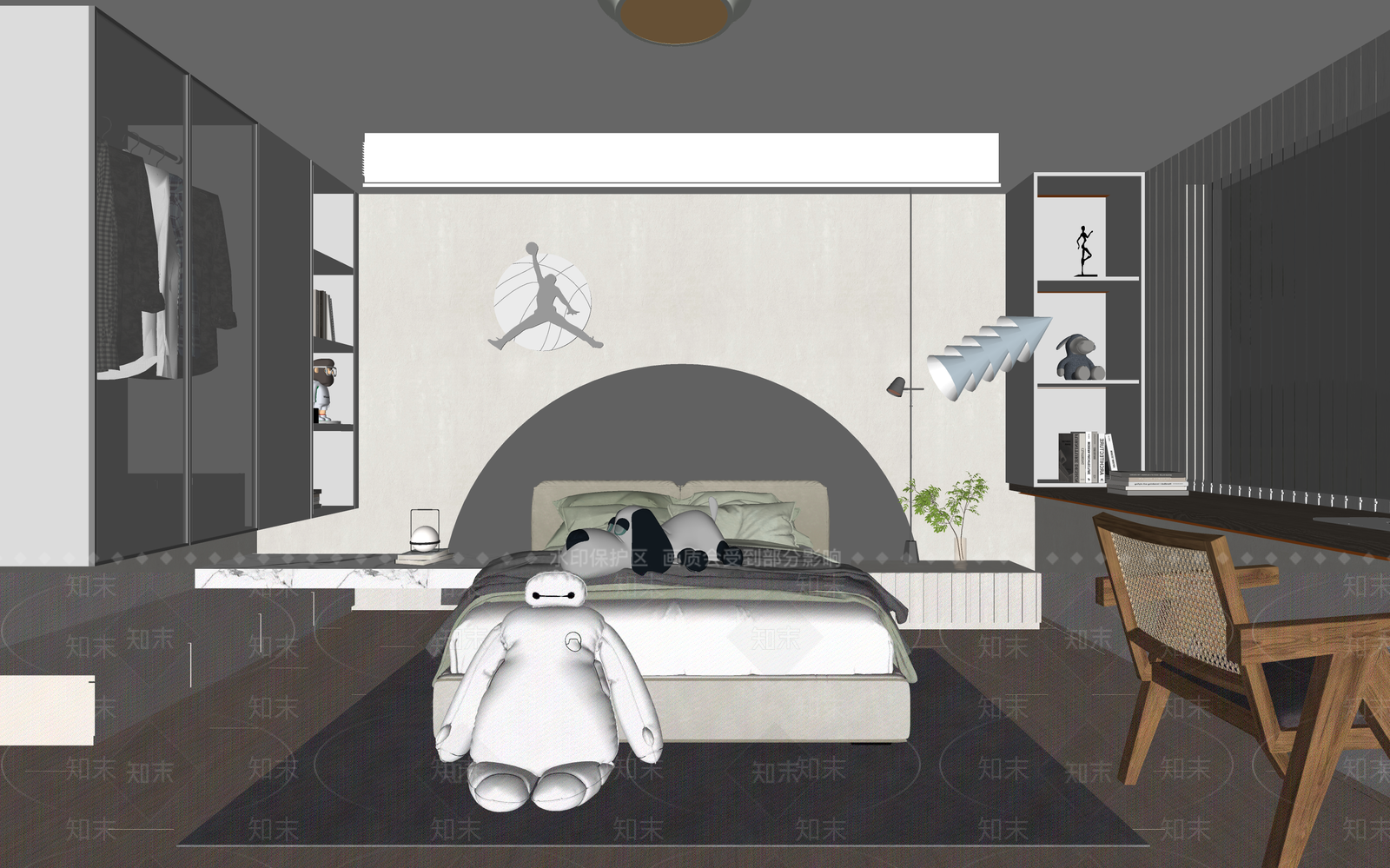现代儿童房SU模型下载【ID:1130964369】