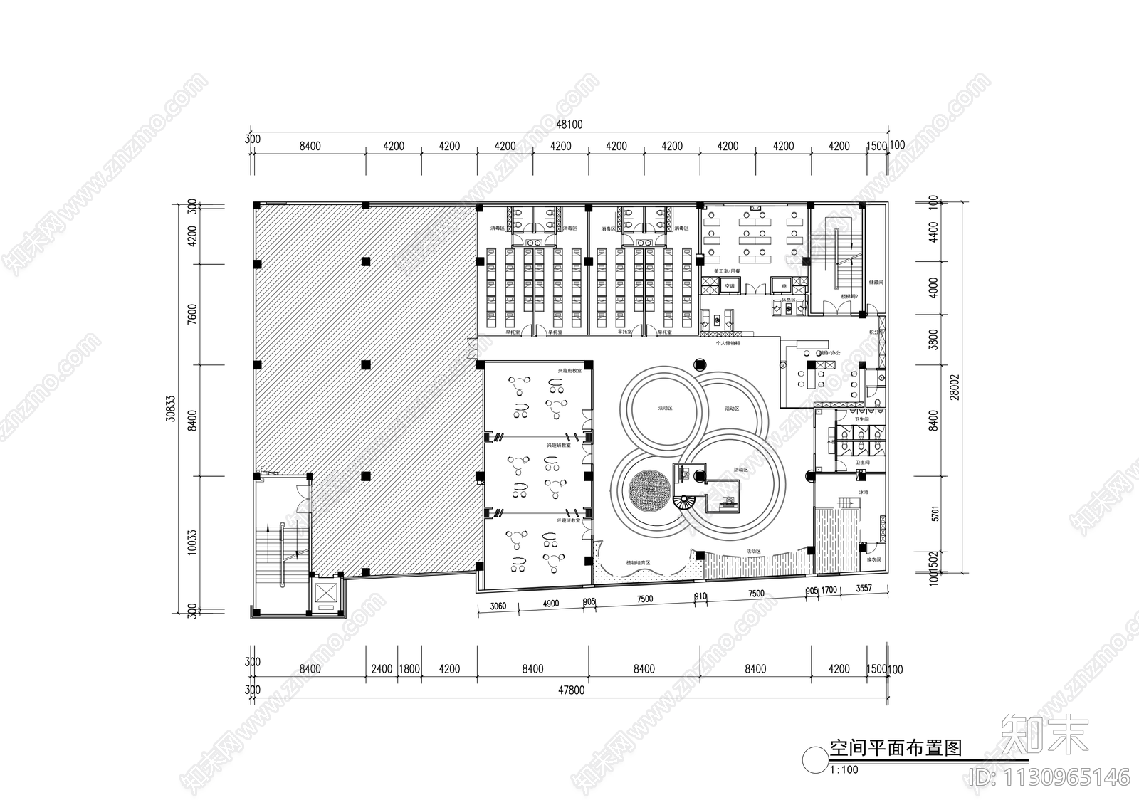 长沙摩法课堂cad施工图下载【ID:1130965146】
