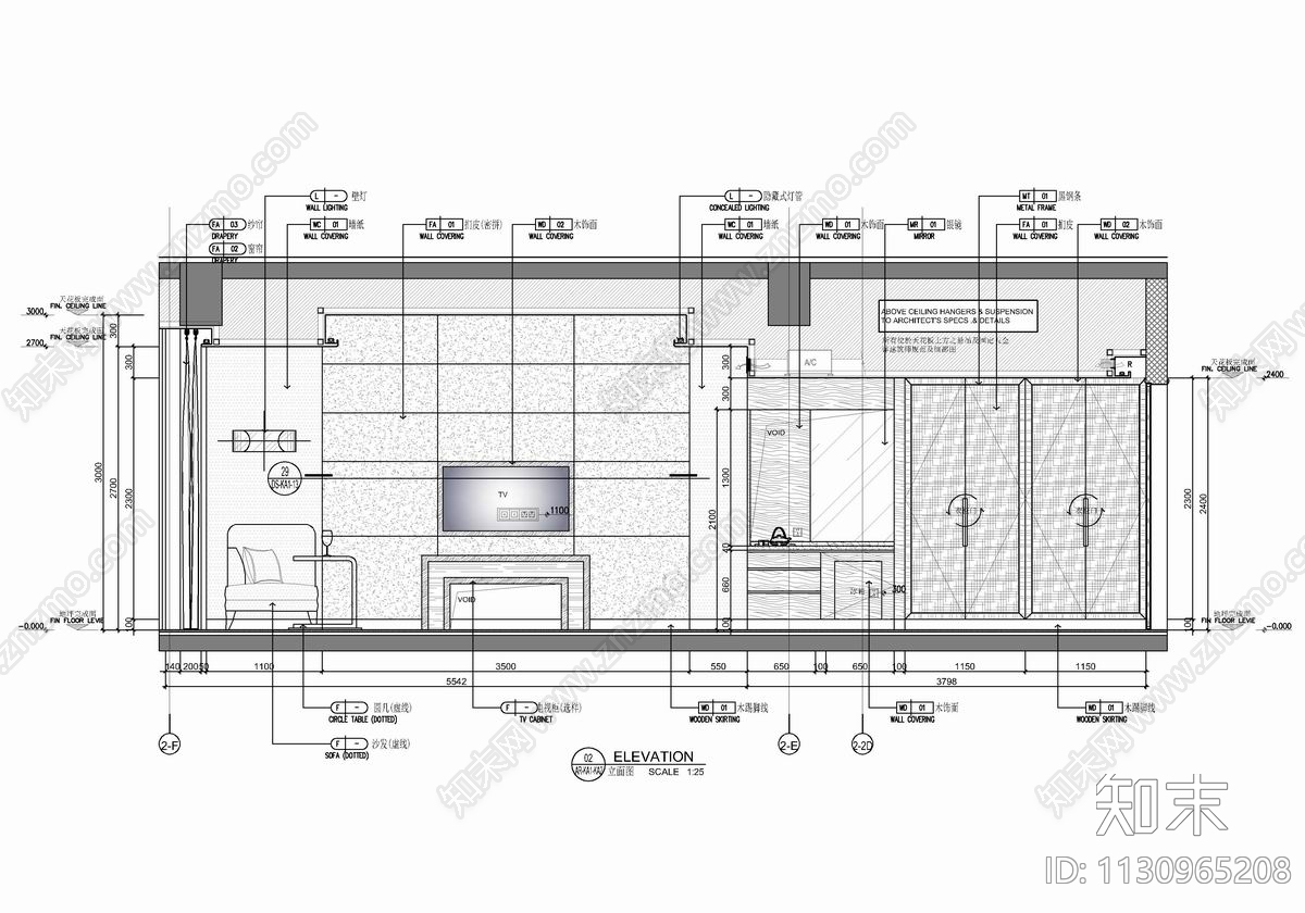 酒店标准大床房cad施工图下载【ID:1130965208】