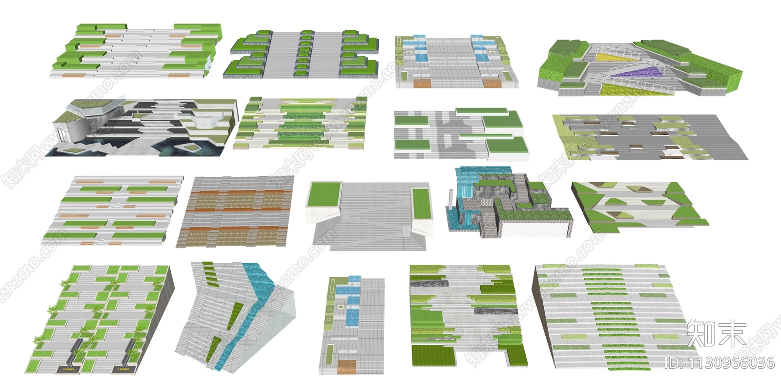 现代台阶景观SU模型下载【ID:1130966036】