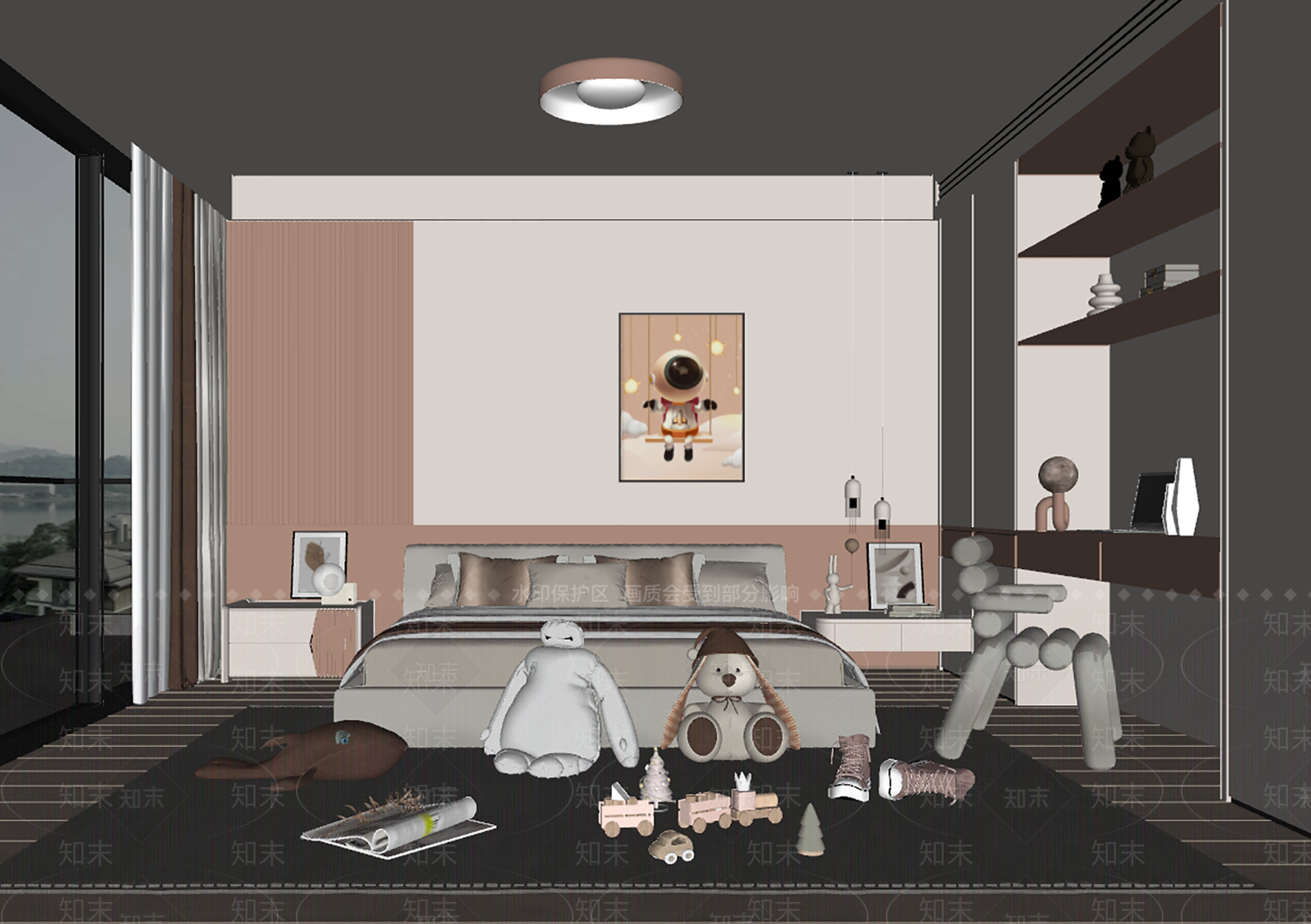 现代女孩儿童房SU模型下载【ID:1130966173】