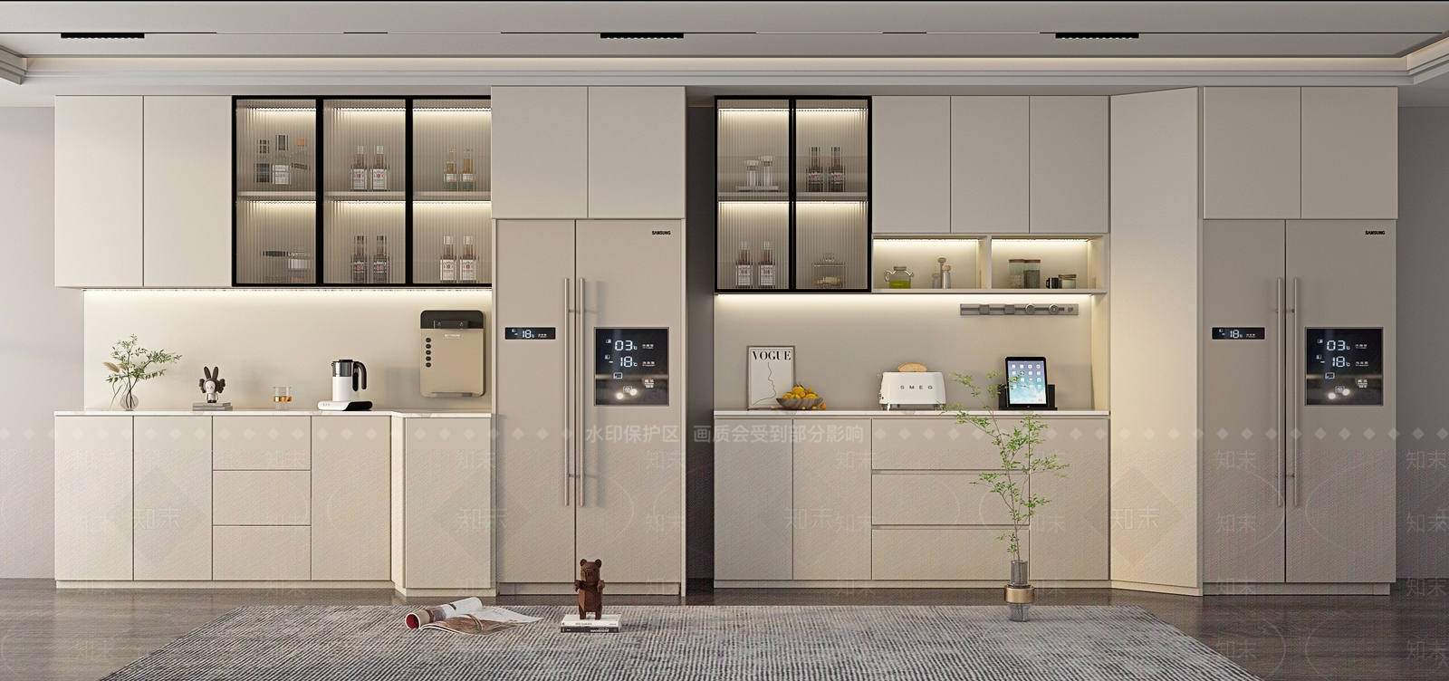 现代酒柜冰箱SU模型下载【ID:1130967096】