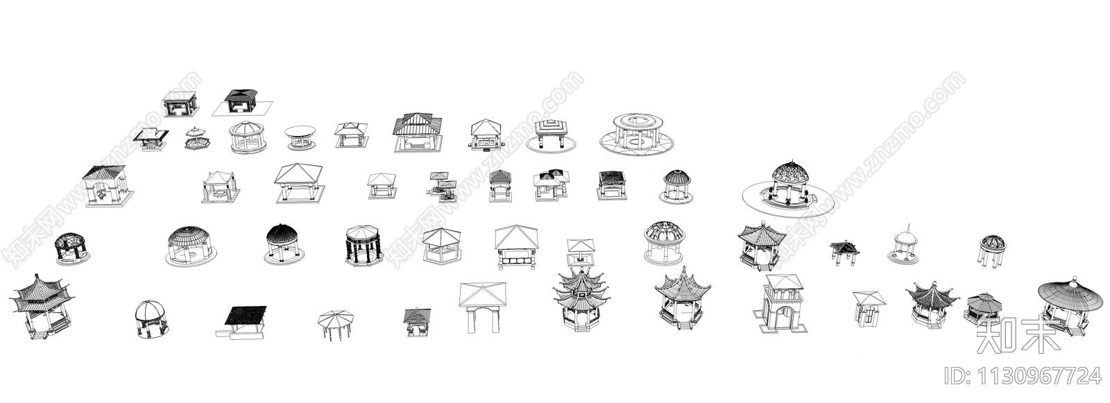 各种亭子CAD施工图下载【ID:1130967724】