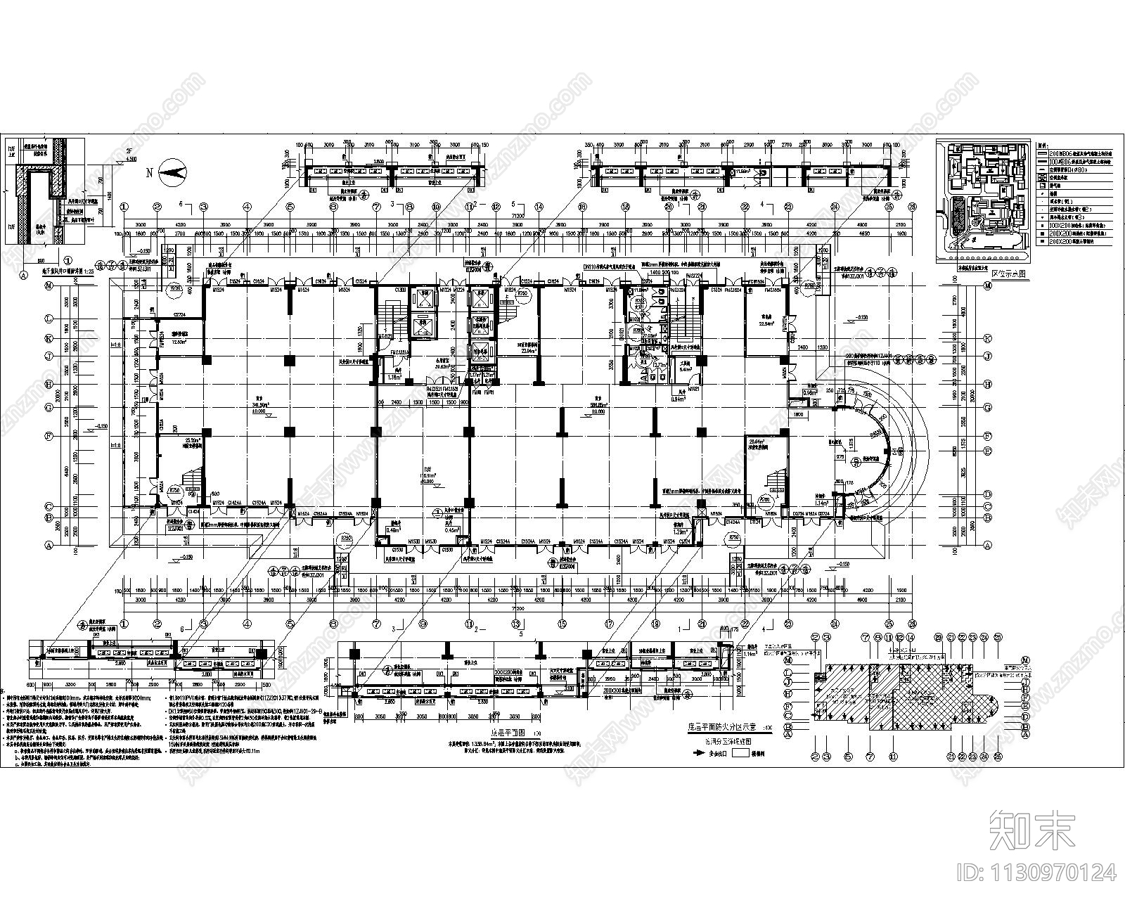现代简约酒店建筑cad施工图下载【ID:1130970124】