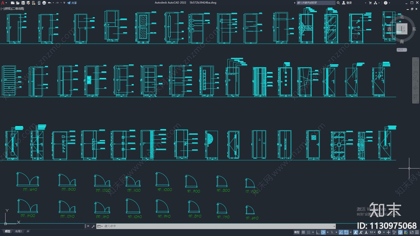 CAD门立面施工图下载【ID:1130975068】