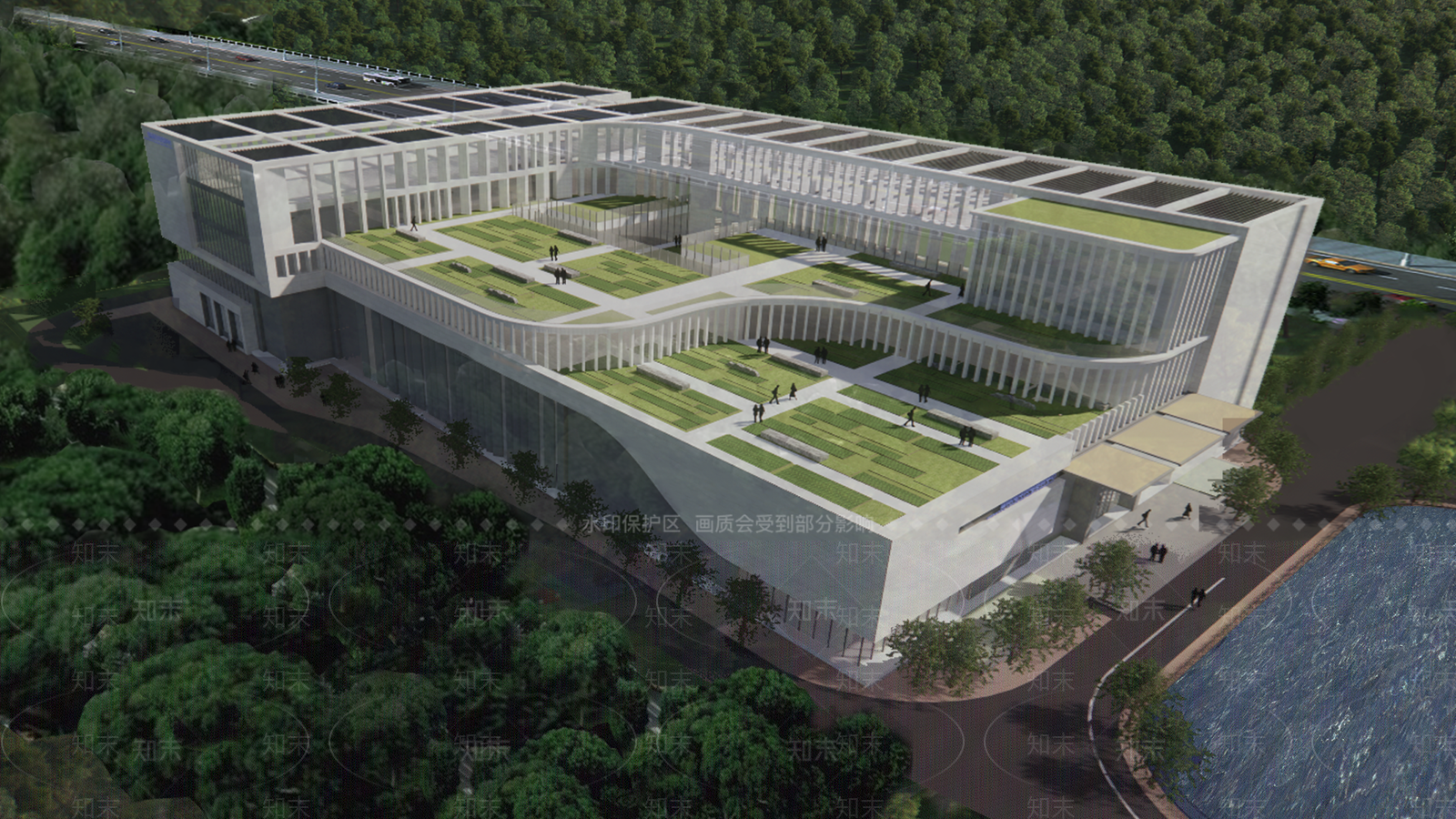 现代展览馆建筑SU模型下载【ID:1130977265】