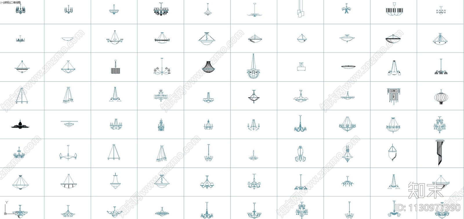 1000款各类灯具cad施工图下载【ID:1130977390】
