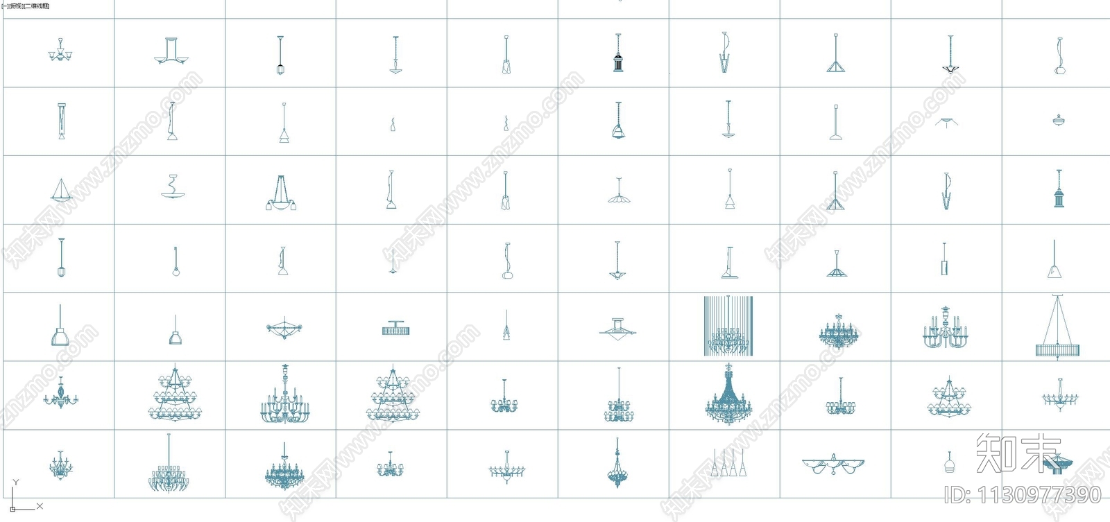 1000款各类灯具cad施工图下载【ID:1130977390】