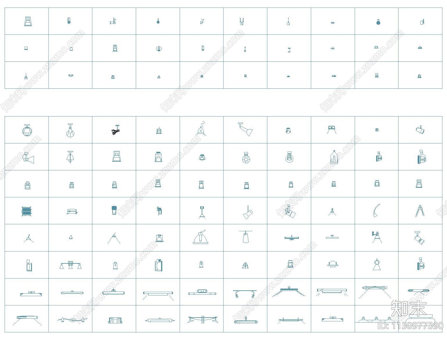 1000款各类灯具cad施工图下载【ID:1130977390】