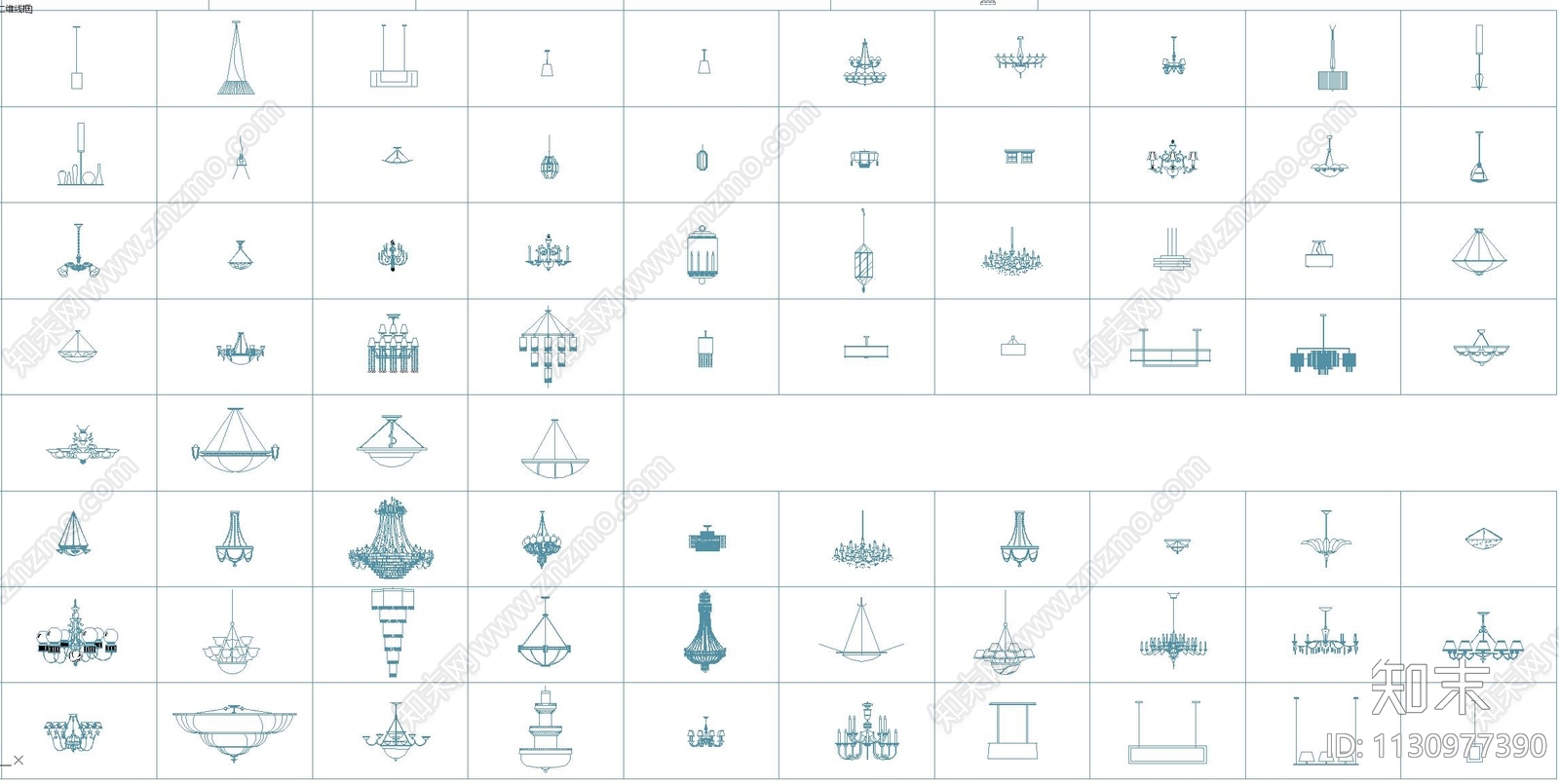 1000款各类灯具cad施工图下载【ID:1130977390】