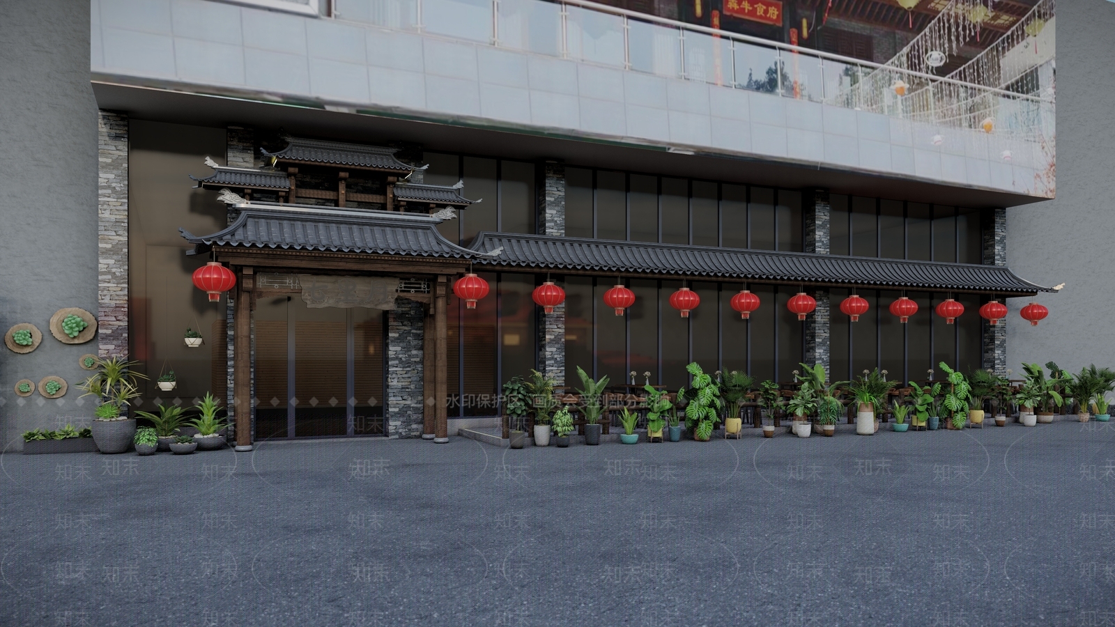 中式门头门面SU模型下载【ID:1130978062】