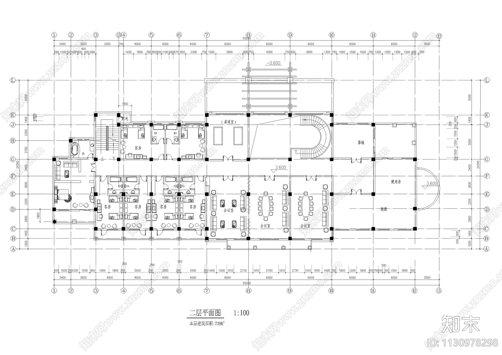 小区公建会所建筑施工图下载【ID:1130978298】
