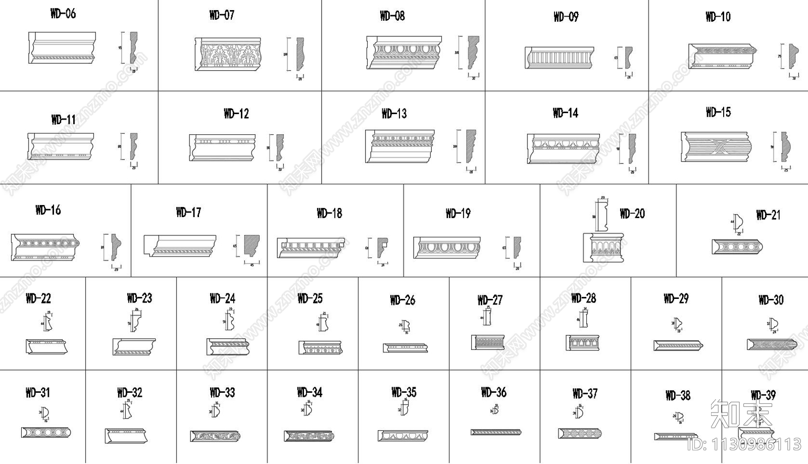 石膏线线型库施工图下载【ID:1130986113】