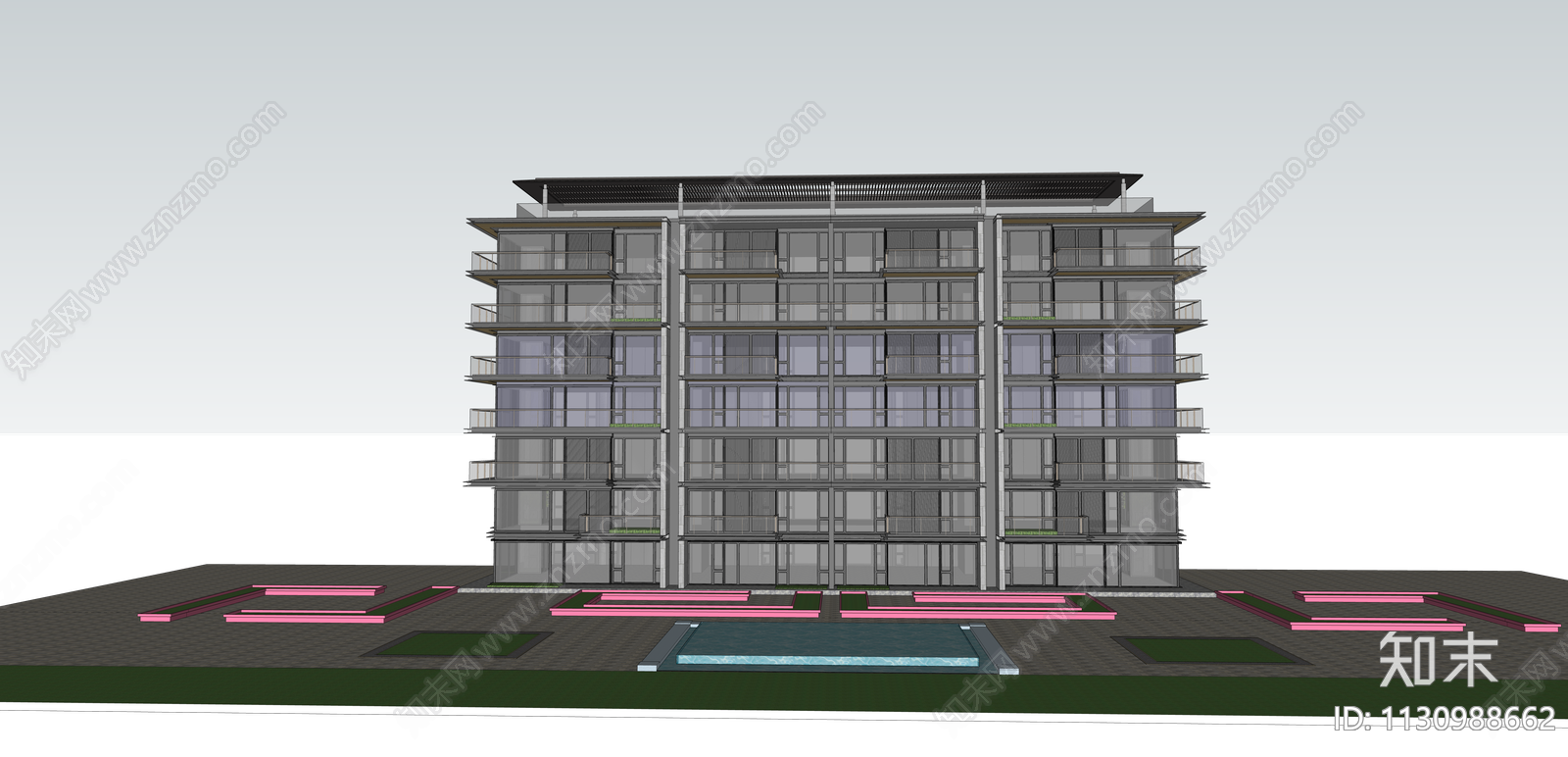 现代多层住宅SU模型下载【ID:1130988662】