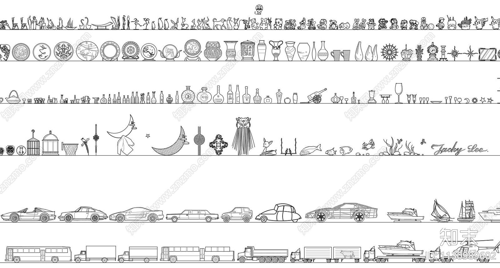 装饰画摆件装饰品立面施工图下载【ID:1130989602】