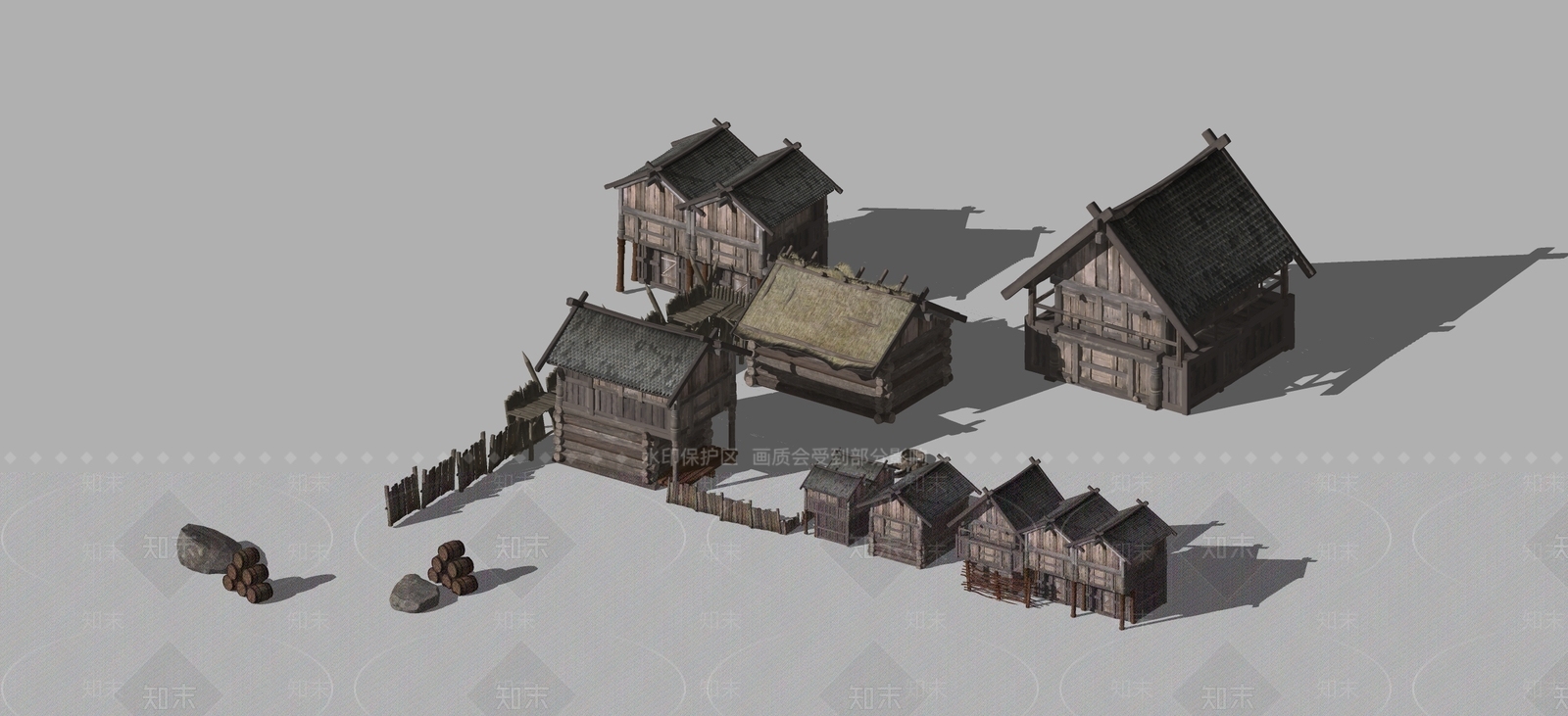 中式木屋SU模型下载【ID:1130990865】