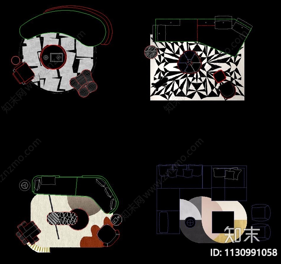 带地毯贴图施工图下载【ID:1130991058】