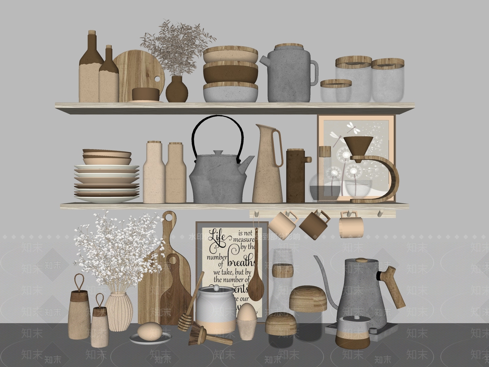 厨房用品组合SU模型下载【ID:1130993888】