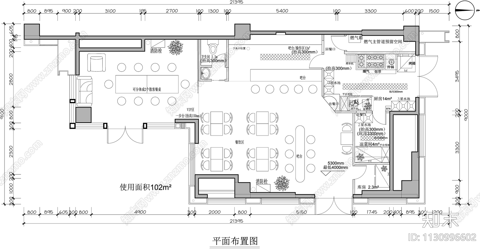 酒馆平面布置图cad施工图下载【ID:1130996602】