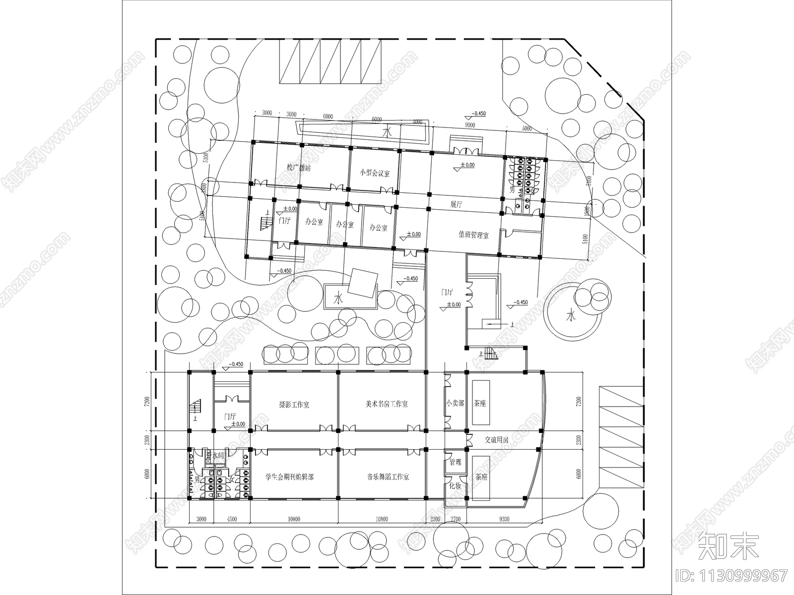 两千平米大学生活动中心建筑SU文本效果图cad施工图下载【ID:1130999967】