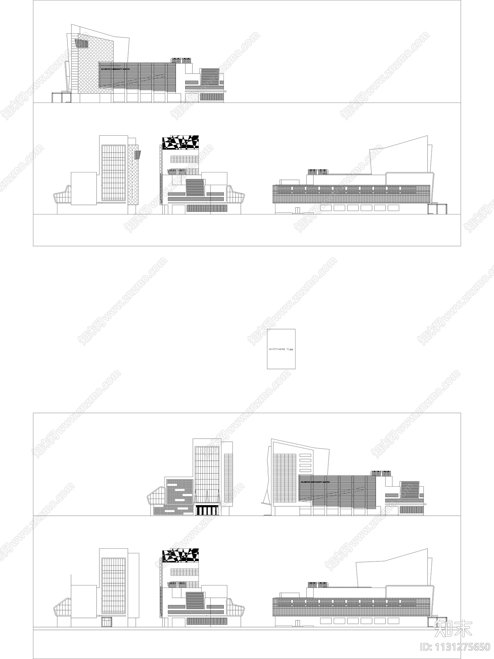 现代奥林匹克社区活动中心cad施工图下载【ID:1131275650】