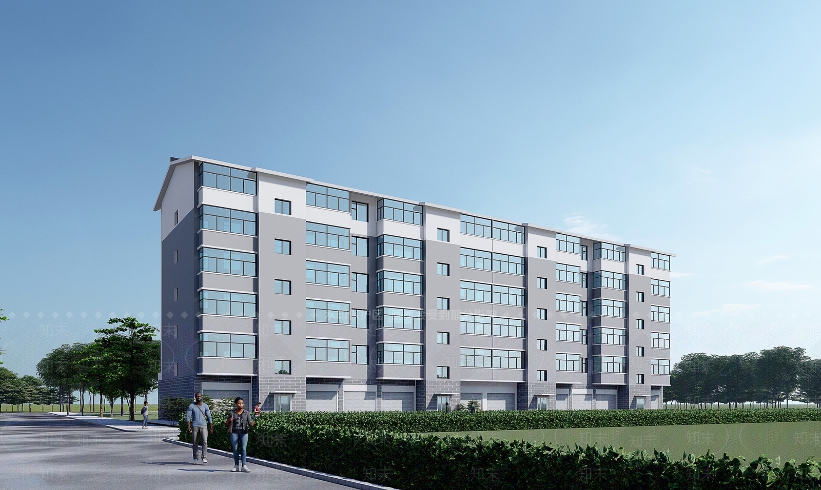 现代多层小区住宅楼SU模型下载【ID:1131001905】