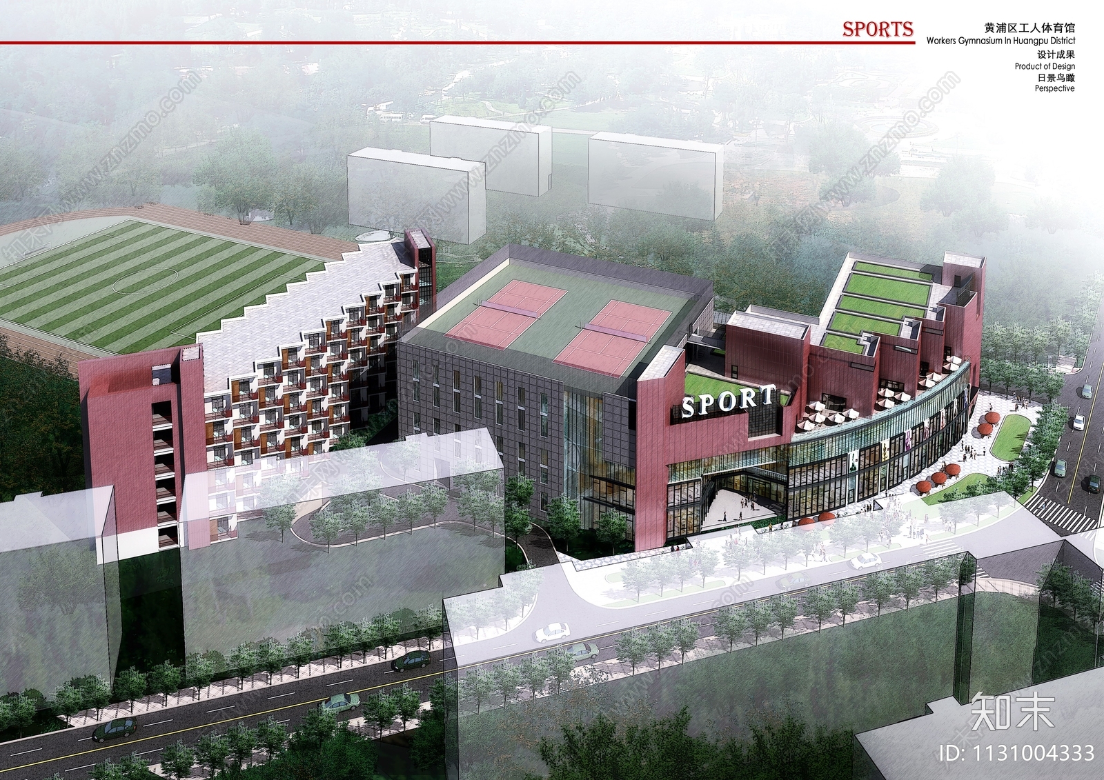 体育馆建筑效果图cad施工图下载【ID:1131004333】