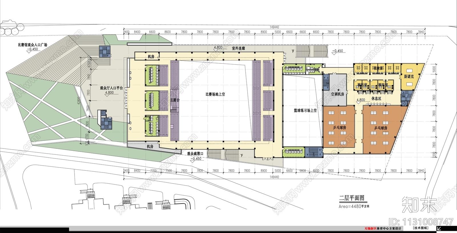 无锡市新区体育馆建筑cad施工图下载【ID:1131008747】