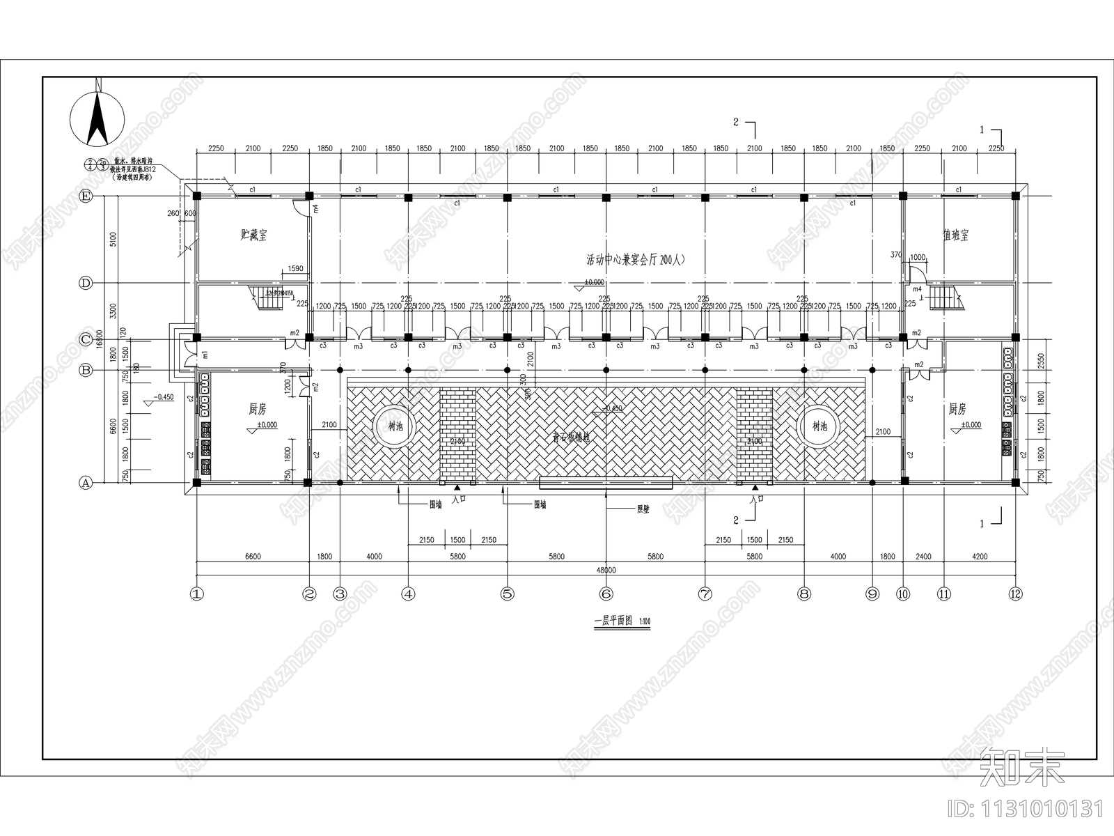 云南仿古老年人活动中心建筑cad施工图下载【ID:1131010131】