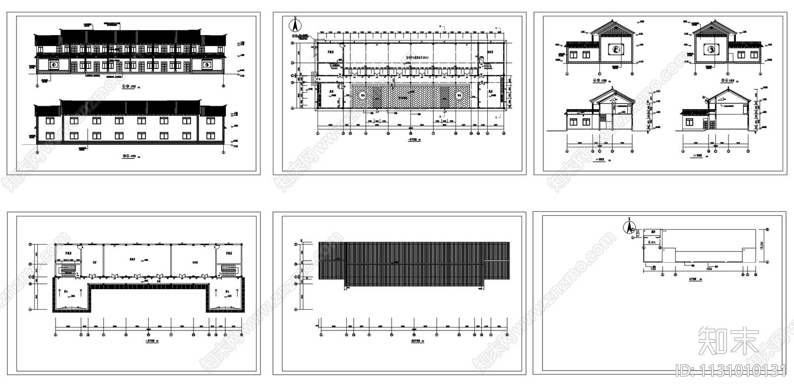 云南仿古老年人活动中心建筑cad施工图下载【ID:1131010131】