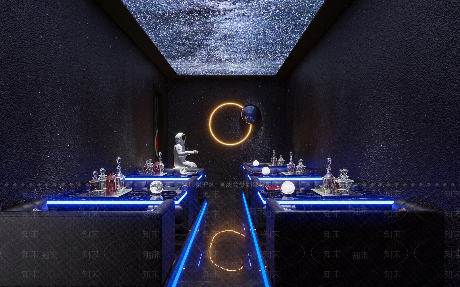 现代星空太空主题清吧3D模型下载【ID:1131012781】