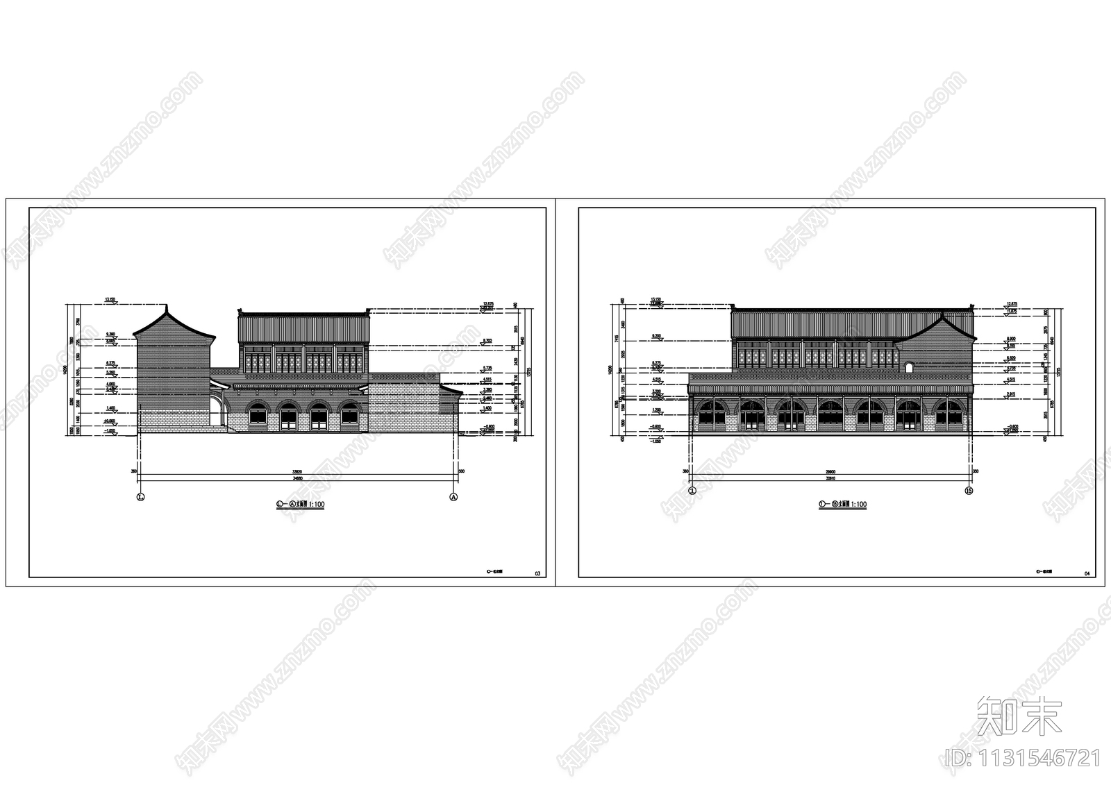 民居四合院古建筑cad施工图下载【ID:1131546721】