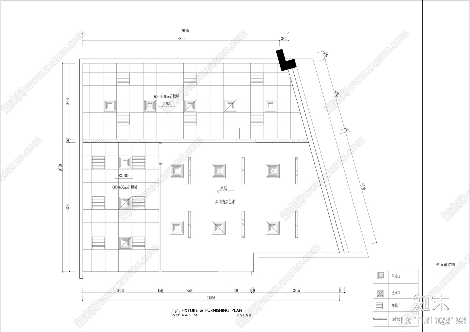 100平办公室cad施工图下载【ID:1131023198】