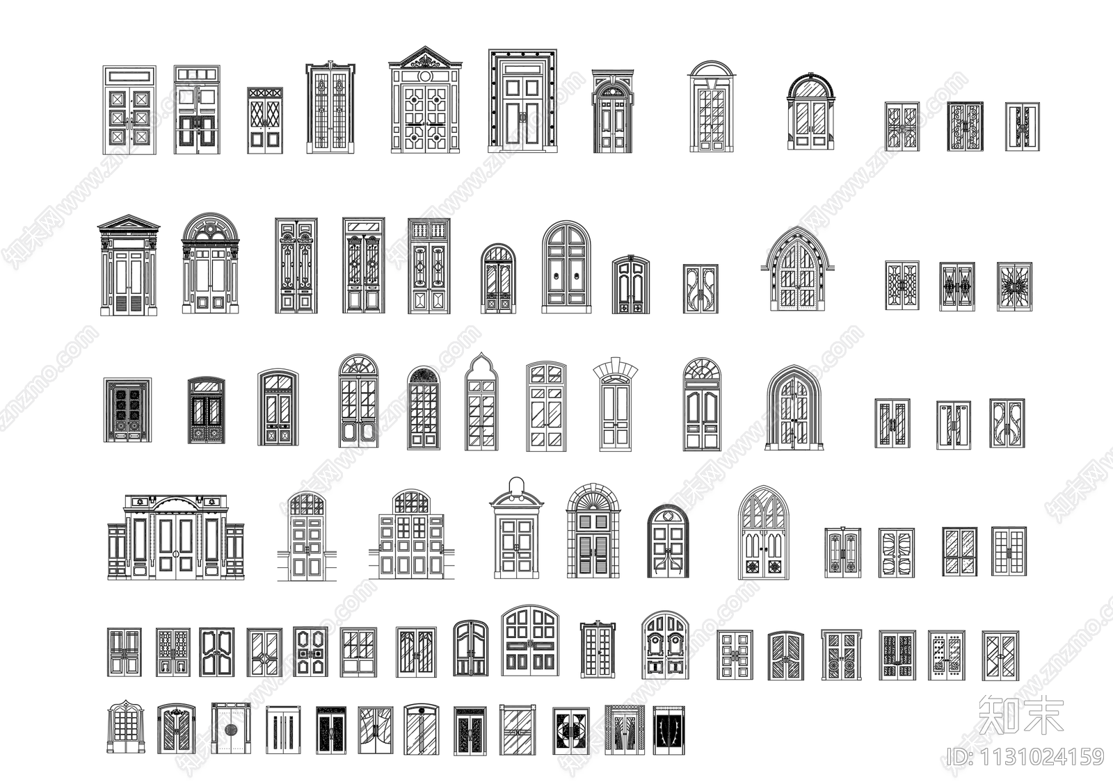 别墅大门铁艺门玻璃门拉手施工图下载【ID:1131024159】