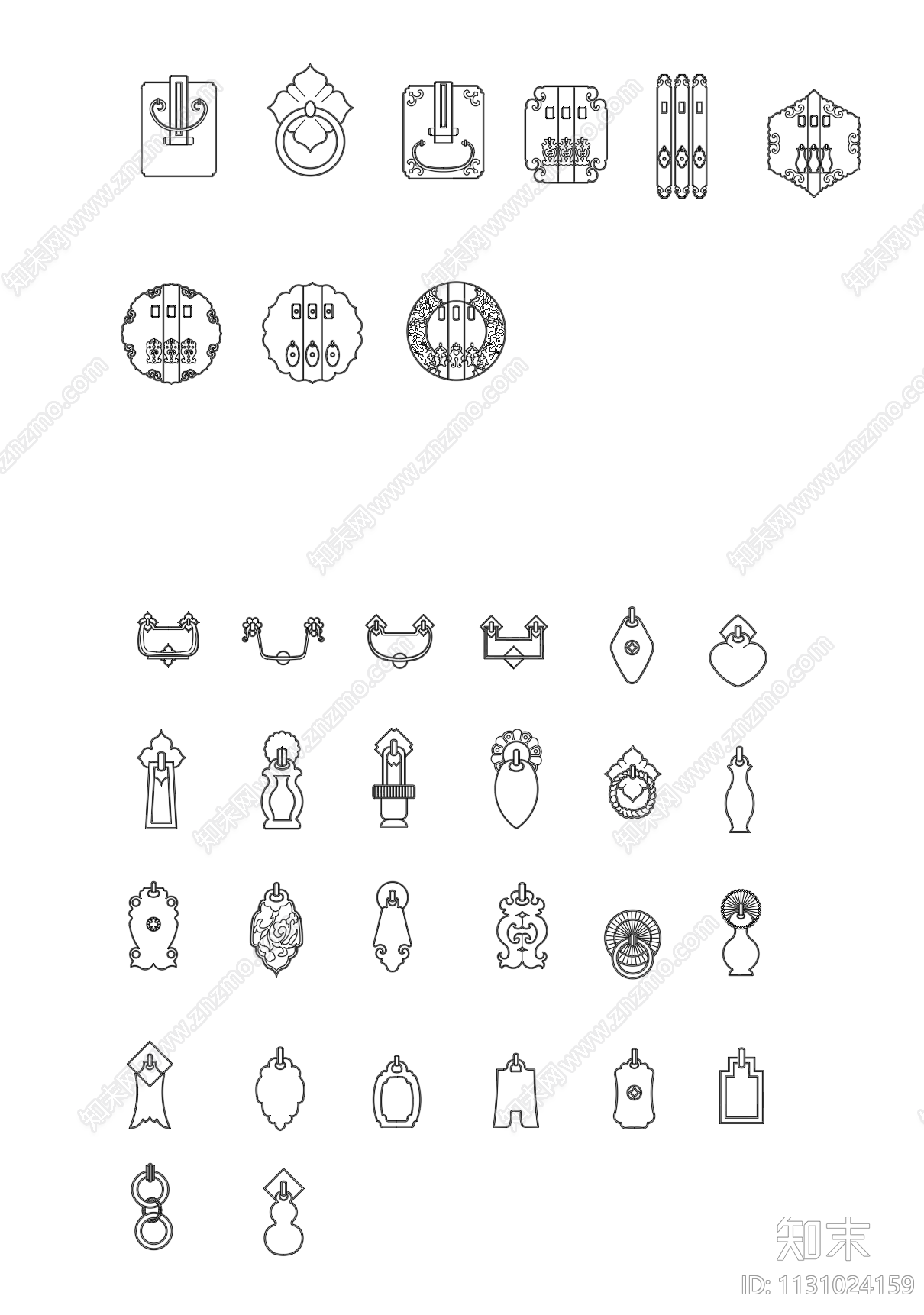 别墅大门铁艺门玻璃门拉手cad施工图下载【ID:1131024159】