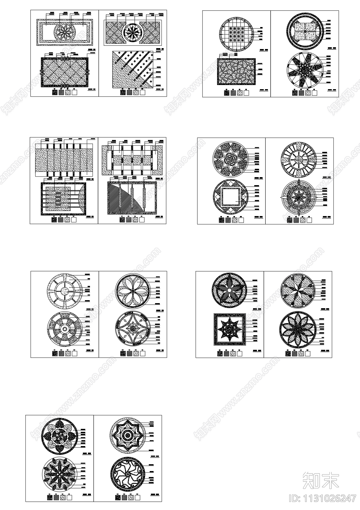 中式庭院建筑拼花cad施工图下载【ID:1131026247】